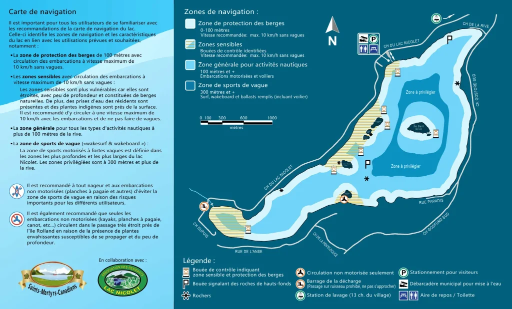 Dépliant sur la navigation sur le lac Nicolet (verso)